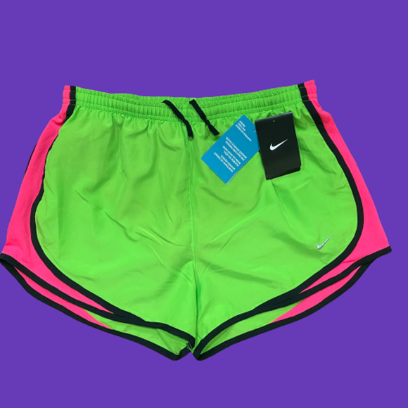 Nike Pants - Nike Dri Fit Lime Green Pink Short Shorts NWT Women's Size Large